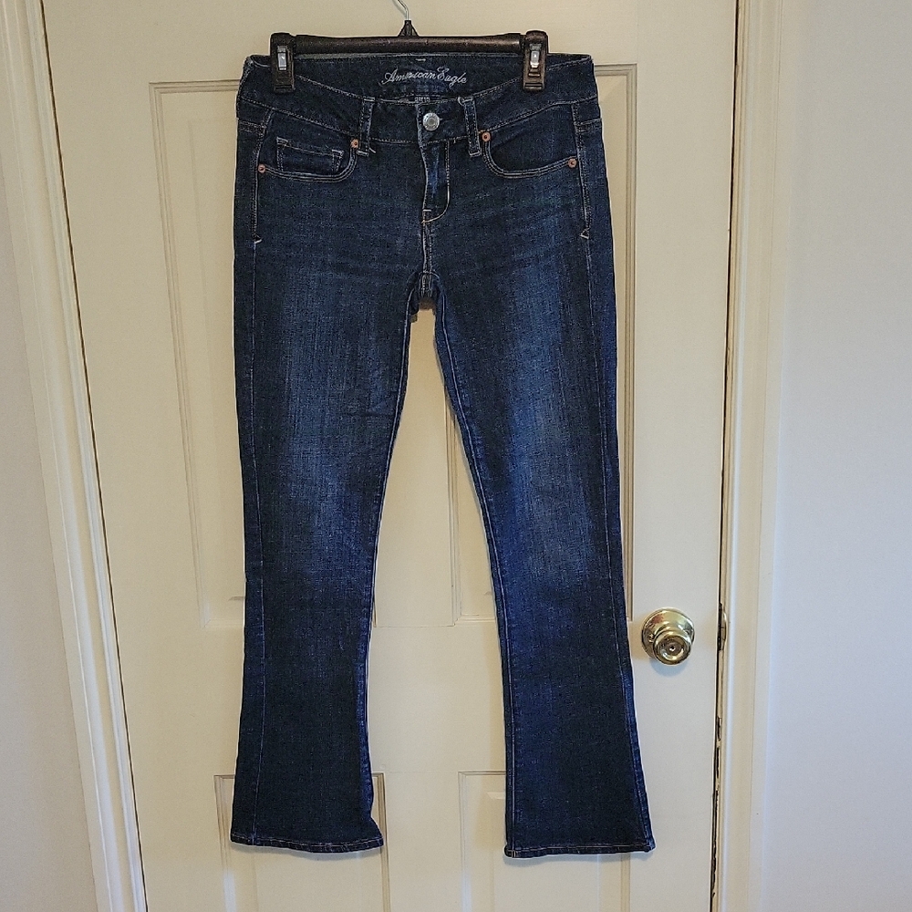 American Eagle Outfitters Dark Blue Flare Skinny Kick Jeans